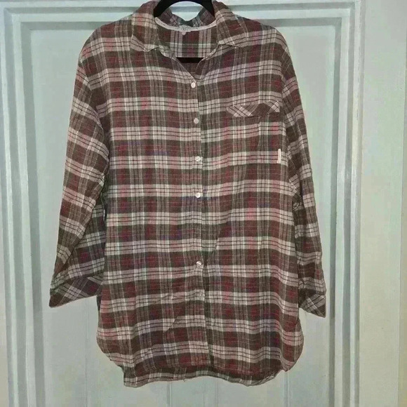 Calvin Klein Mens 100% Cotton Plaid Flannel Pajama Set Red Gray Size Large - Picture 2 of 10